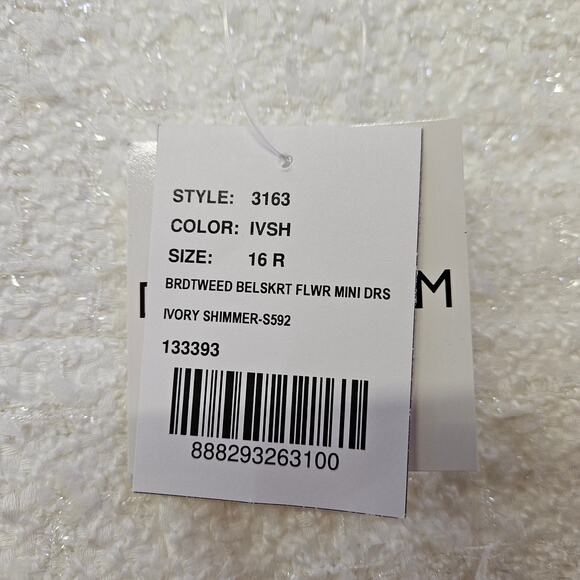 Dessy Collection Ivory Shimmer Mini Dress Size 16R NWT Wedding Fairy Angel - Picture 7 of 9